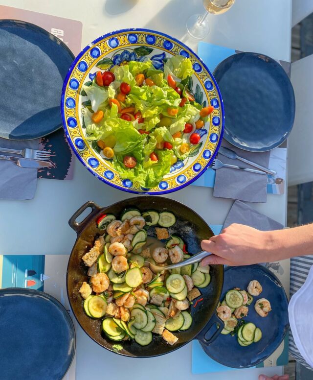 Salade de scampis courgettes et tomates cerises, zeste de citron vert #saladescampis #homemadefood
