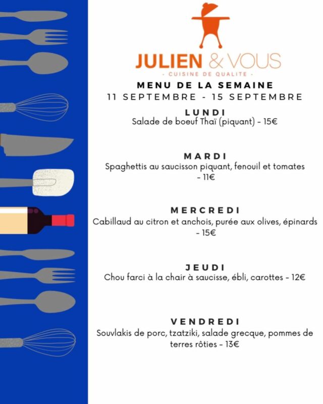 Voici le menu de la semaine prochaine, de quoi vous régaler 😋 ORDER NOW