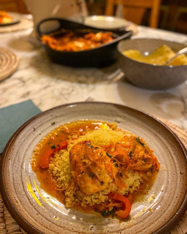 Tajine de joues de lotte à l'orientale, semoule #tajine #lotte #homemadefood