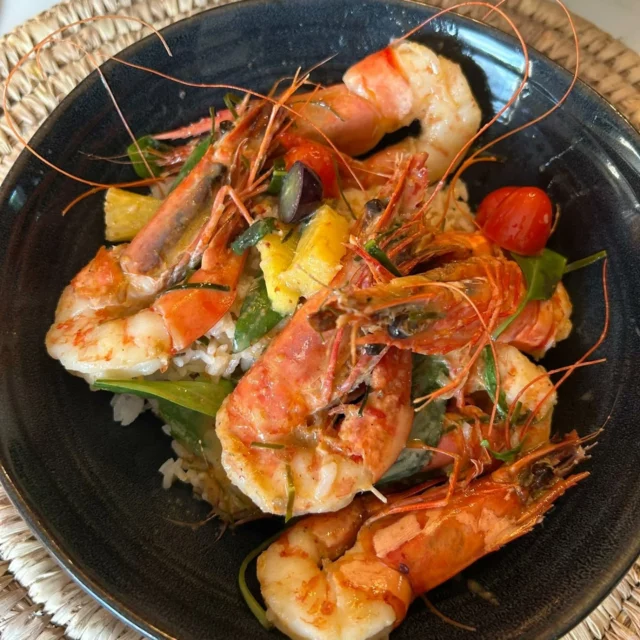 Gambas au curry rouge et lait de coco #homemadefood #thaifood