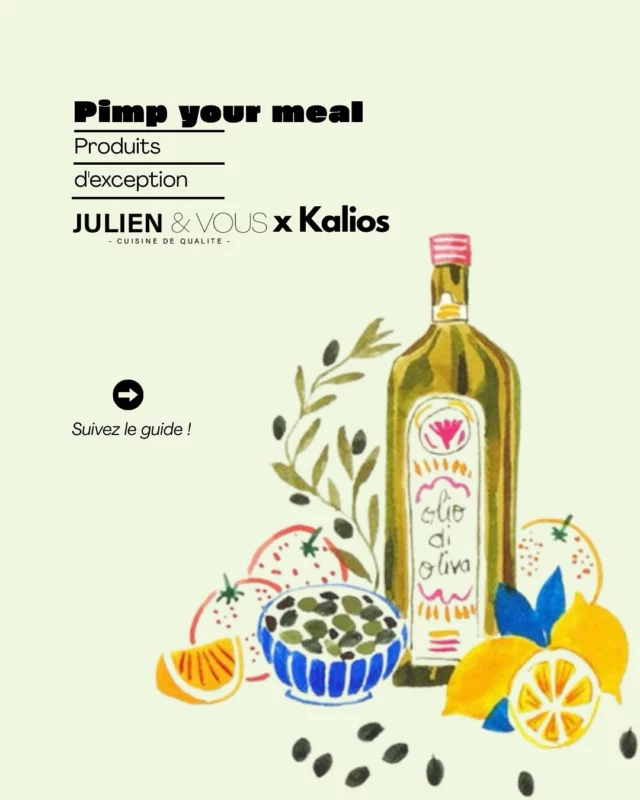 ✨ Pimp ton repas, régale tes amis, ou fais le cadeau parfait ! ✨
Les produits Kalios sont arrivés chez Julien&Vous : huiles d’olive d’exception 🫒, mezze savoureux, petites merveilles méditerranéennes…
👉 À poser sur la table, à offrir ou à garder rien que pour soi (on ne juge pas 😏).

Toujours dispo chez Julien&Vous