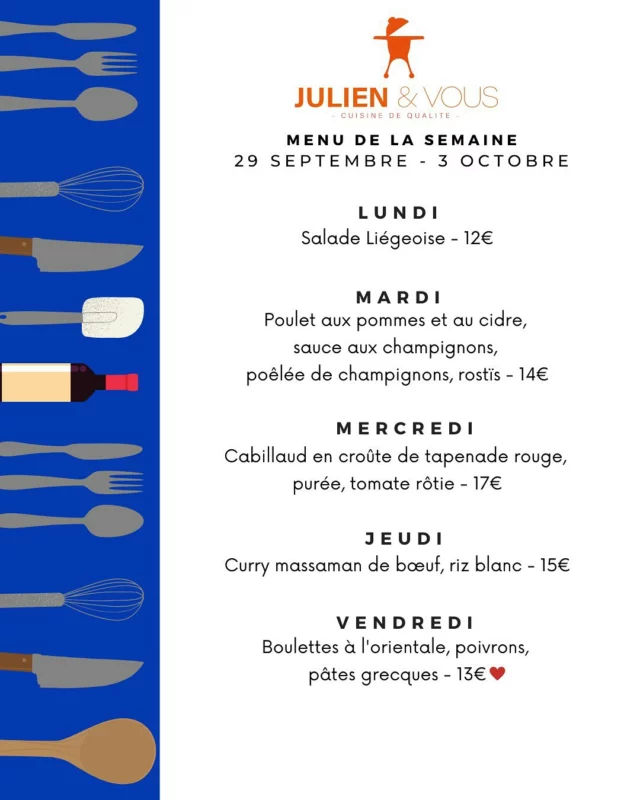 New week, new menu 😋🍽️