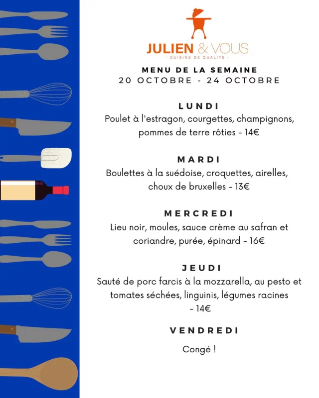 Nouveau menu avant un petit congé ! Donc on en profite et on commande 😋