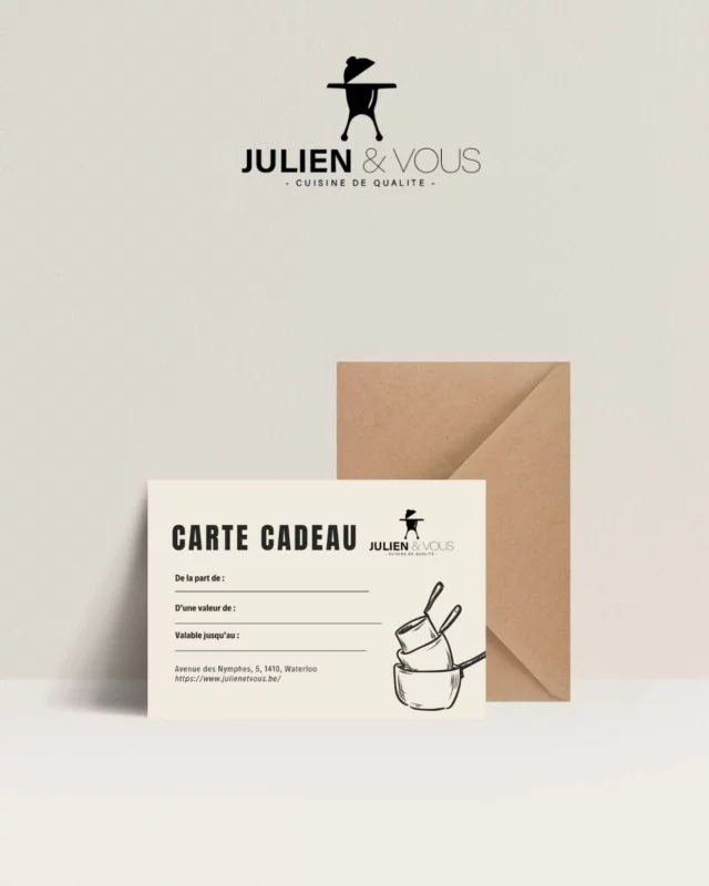 🎄 Les fêtes approchent… et on a l’idée cadeau parfaite !

Les cartes cadeaux Julien & Vous sont enfin disponibles 🤩
Pratiques, gourmandes et qui font toujours plaisir… que demander de plus ?

🎁 Montant au choix
🔥 Disponible dès maintenant
🍽️ À offrir à ceux qui aiment (vraiment) bien manger

Faites plaisir sans vous tromper ✨