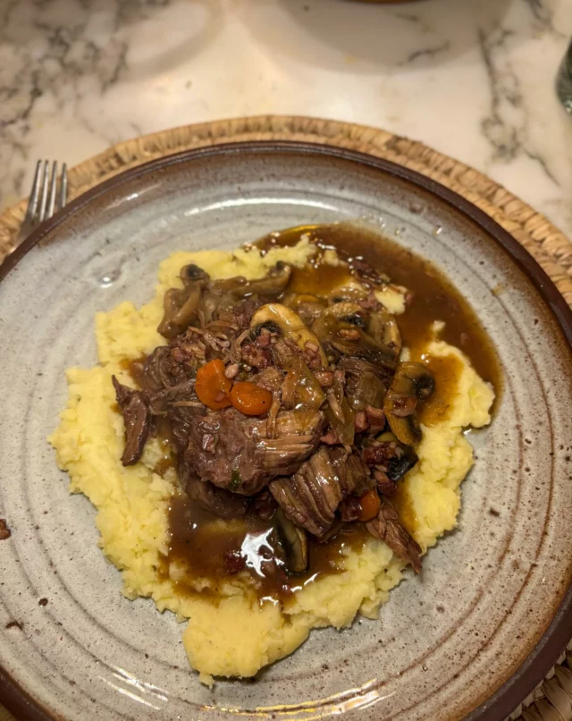Boeut bourguignon, purée