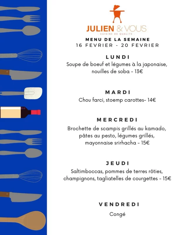 On a un menu bien gourmand pour la semaine prochaine 😋 
Et pour les chanceux qui partent bientôt au ski, les plats sous-vides c’est ce qu’il vous faut ! ⛷️ 
ORDER NOW