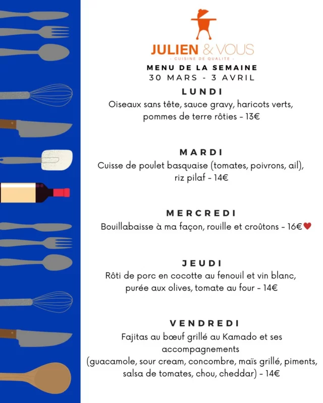 On va se régaler avec le menu de la semaine prochaine 😋