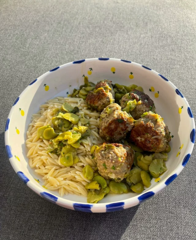 Boulettes aux tèves et au citron, orzo