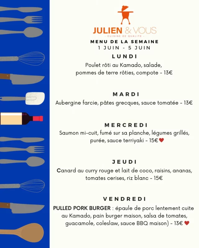 New menu ! Avec le PULLED PORK BURGER vendredi pour vous régaler 🍔