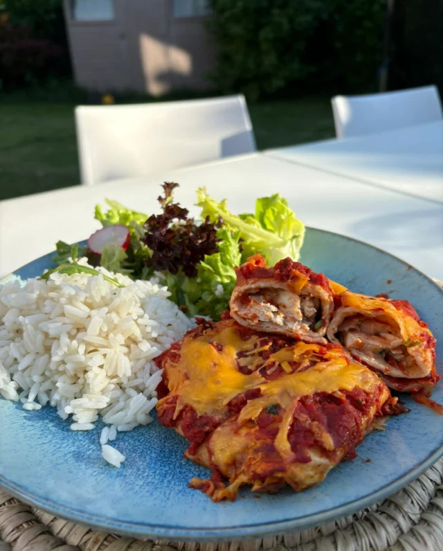 Enchiladas au poulet, riz