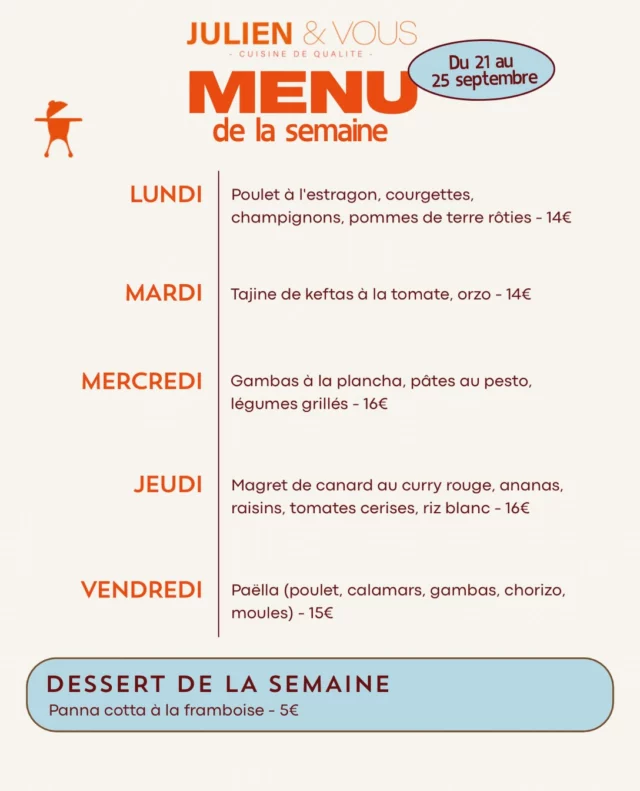 Un menu délicieux vous attend la semaine prochaine 😋